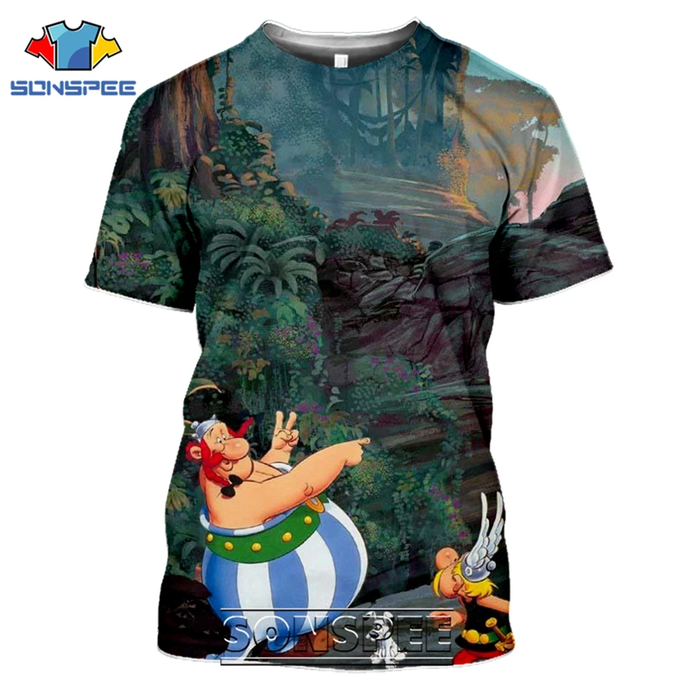 SONSPEE 3D Print Asterix And Obelix T-shirts Men Women Casual Hip Hop Short Sleeve Streetwear Vintage Cartoon Tees Tops Shirt (9)