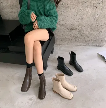 

White Ankle Boots Winter Shoes For Women Boots-women Luxury Designer Zipper Low Fashion Rubber Med Autumn Riding PU Hoof