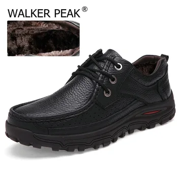 

Men Casual Shoes Leather Winter Warm Shoes Mens 2020 Autumn Retro Handwork Fashion British High Man Shoe Large Size 38-48