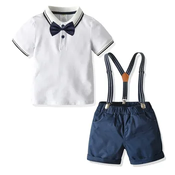 

Cotton Boys Clothes Casual Turn-down Top + Shorts with Belt Suits for 1-6 Years Children Baby Outfits Short Costume