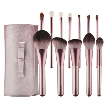 

12pcs With Bag Synthetic Fiber Portable Blush Powder Cosmetic Tools Foundation Wood Handle DIY Multifunctional Makeup Brush Set