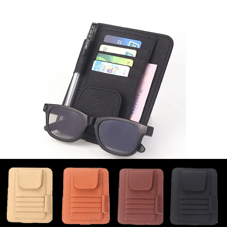 

Direct Selling Car Glasses Multi-functional Leather Ticket Clips 12.5X6 CM Business Card Holder Car Mounted Glasses