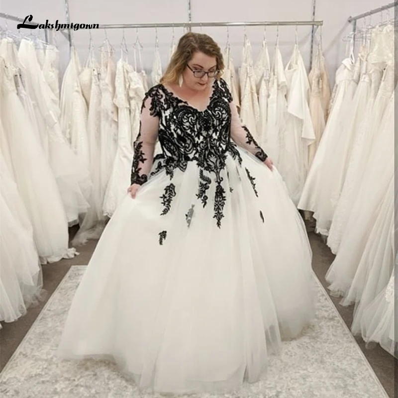 Plus Size Wedding Dresses Black Lace 