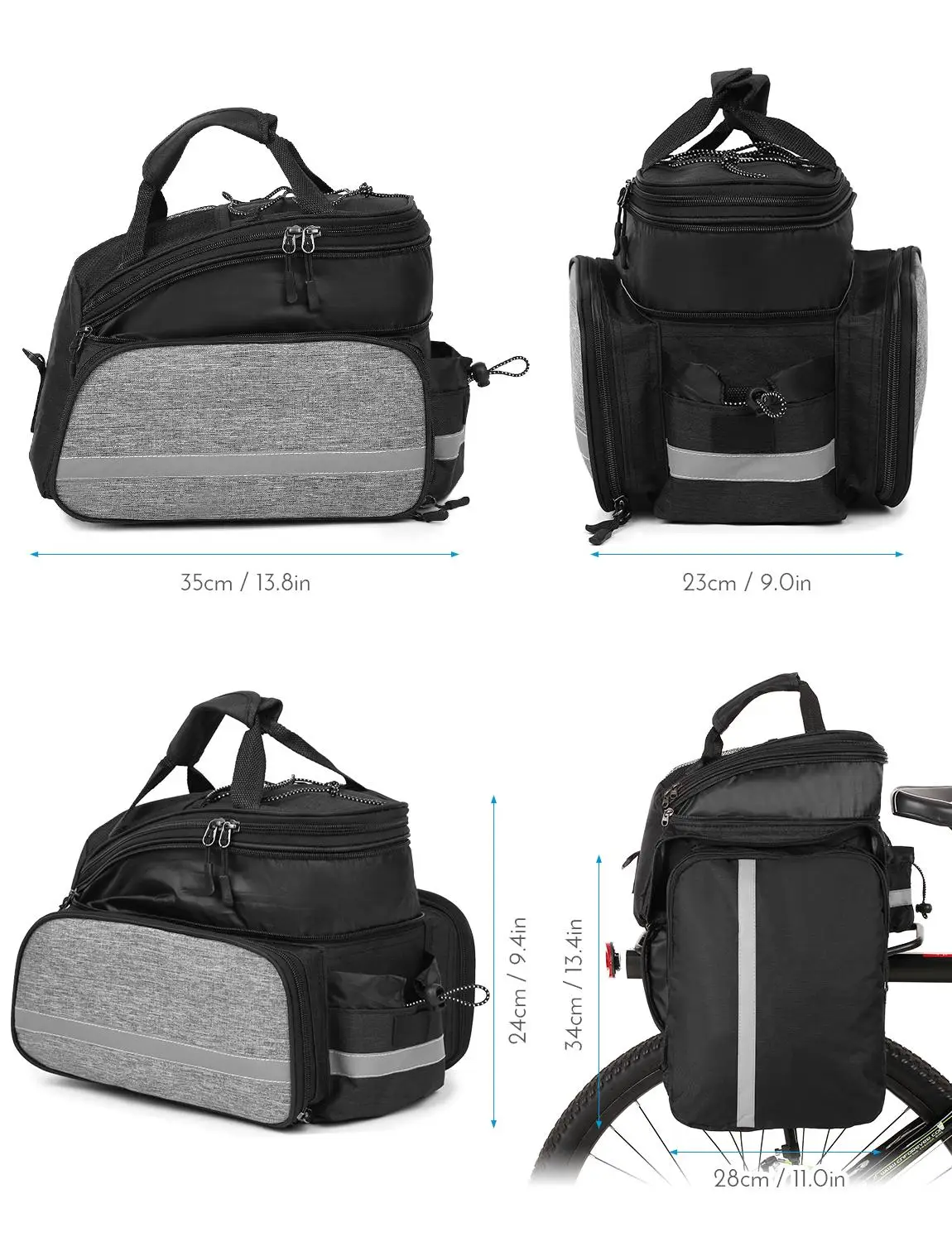 Clearance Lixada Bike Bag 13L Multifunctional Bicycle Rear Seat Bag Outdoor Trunk Bag Handbag Rear Bike Panniers Mountain ciclismo 5