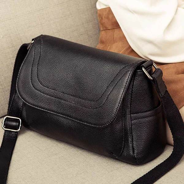 Натуральная кожа маленькие дамские сумки-мессенджеры Женские повседневные сумки через плечо для женщин Роскошные сумочки и сумочки - Цвет: black