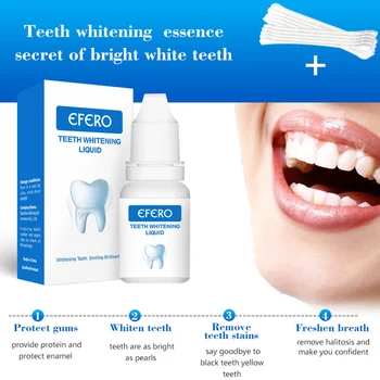 

10ml Teeth Bleaching Essence Portable Serum Care Cleaning Stains Plaque Smoke Remove with Cotton Swab Oral Hygiene Dental Tools
