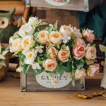 

White Roses Artificial Flowers Peony High Quality for Wedding Home Decoration Pink Fake Flowers Mariage Bride Bouquet