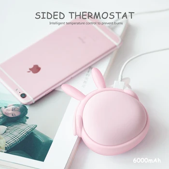 

Household Items Charging Hand Warmer USB Portable Handy Heater 6000mAh Mobile Power Cute Mini Hot Water Bottle Sided Thermostat