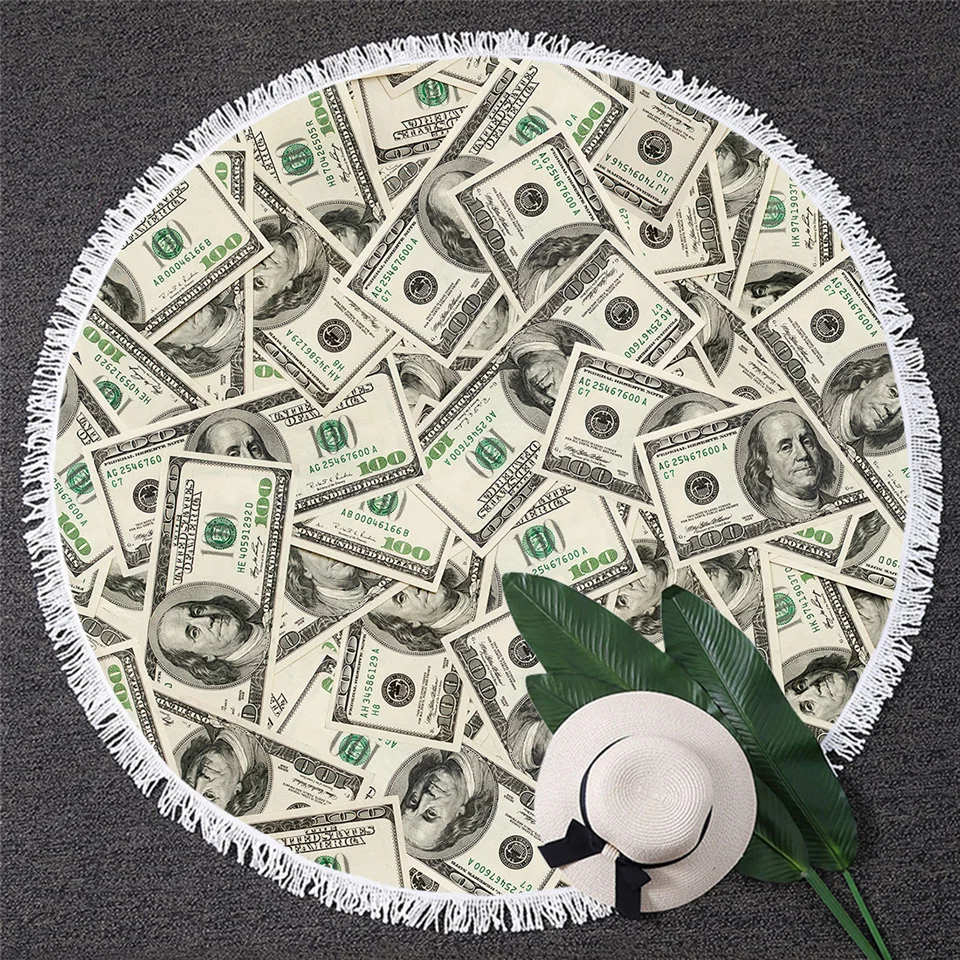 Blesslave 3D современное круглое пляжное полотенце с принтом в виде доллара банное полотенце Яркое летнее одеяло с рисунком денег коврик для пикника Прямая поставка