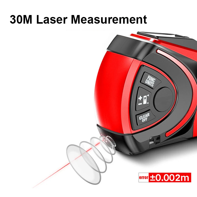 Бытовой 30 м лазерный дальномер 5 м Автоматическая рулетка с зажимом перезаряжаемая USB Лазерная линейка измерение расстояния и объема