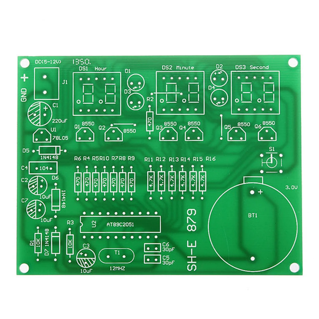 6 Bits Digital Electronic Clock Kit Soldering Practice AT89C2051 Circuit Board DIY Learning Kits