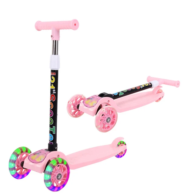 Patinete plegable para niños y niñas, 3 ruedas brillantes, ajustable, juguetes de ejercicio, juguetes al aire libre