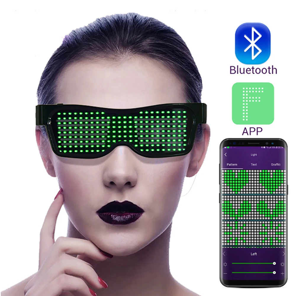 Зеленый Волшебные Bluetooth светодиодные очки для вечеринок приложение управление светящиеся очки DJ электрические слоги сверкающие принадлежности для вечеринки Прямая - Цвет: Зеленый