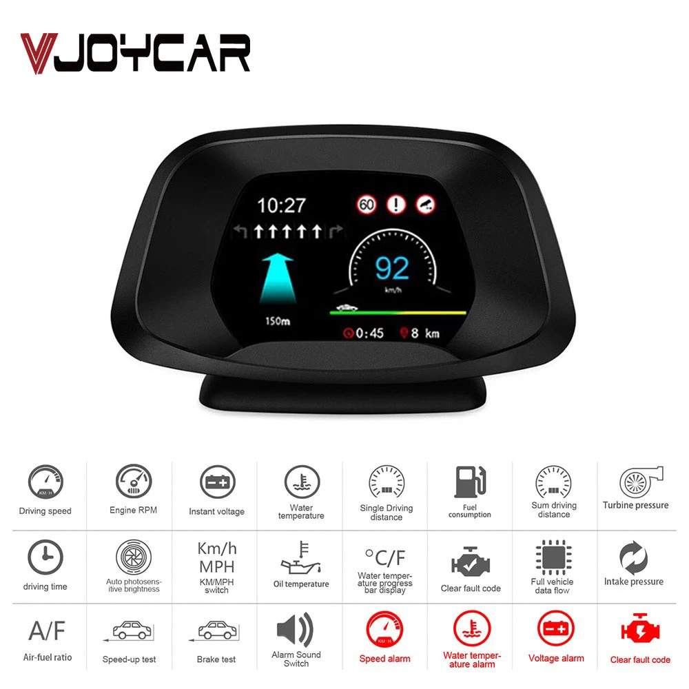 HUD navegador GPS con pantalla frontal para coche, velocímetro Dual con indicador de temperatura de agua y aceite, velocidad de RPM, OBD2 +, novedad de 2020 Con navegación|Visualización - AliExpress