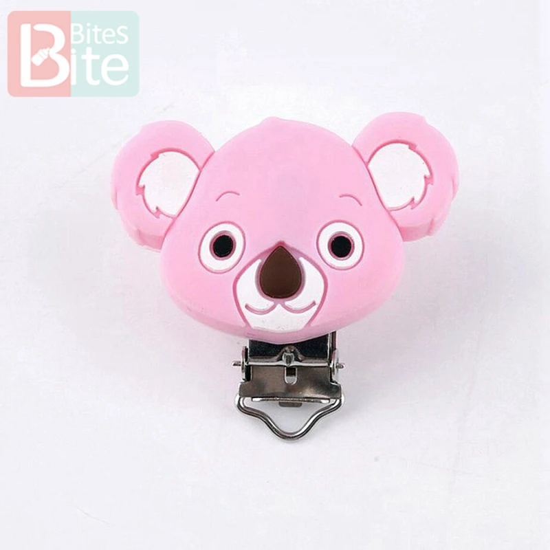 1pc Silicone Pacifier Clips Baby Teether Animal Food Grade Perle Silicone Nipple Holder Rodent Soother Clasp Childen'S Goods Toy - Цвет: candy pink koala