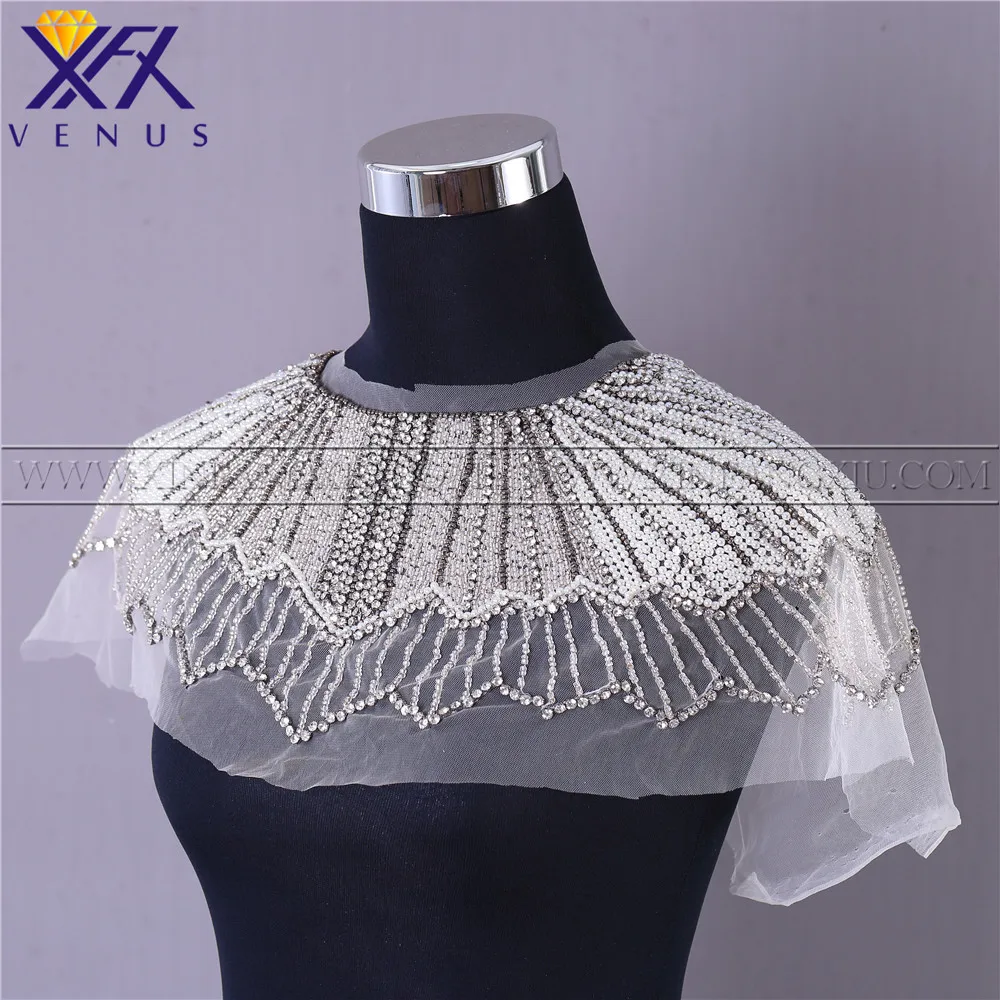 XFX Венера 1 шт. аппликация из горного хрусталя ручной работы платье Декор Кристалл патчи черная сетка плечо для вечерних платьев