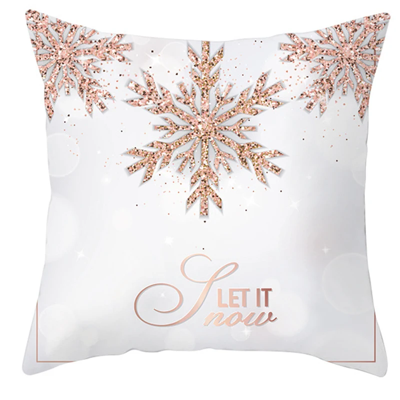 45*45cm Pink Gold Christmas Cushion Cover Peach Skin Cashmere Throw Pillow Cases Home Sofa Decorative Pillowcases New Year Gifts | Дом и сад