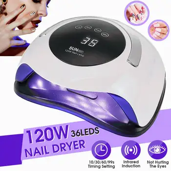 

120W Nail Dryer Potable Nail Lamp No Dazzling Sunlight High Power Infrared sensor Lamp For All Kinds of Gels SUN BQ5T Nail Lamps