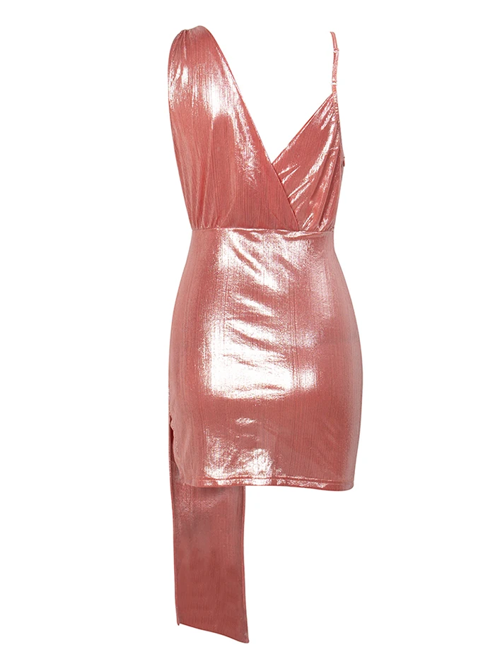 LOVE& LEMONADE сексуальные розовые плиссированные вечерние платья с v-образным вырезом и лентой LM81846