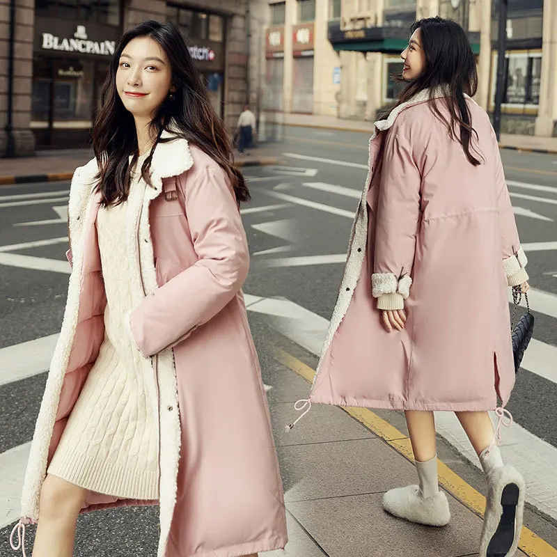 

2019 New Style Long down Jacket Cotton-padded Clothes Women's ke li rong Loose And Plus-sized Korean-style Winter Cotton-padded