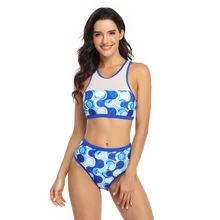 Сексуальные бикини, женский купальник, низкая талия, бикини, набор, пуш-ап, пляжная одежда, женская новая пляжная одежда, бикини, синий, желтый костюм