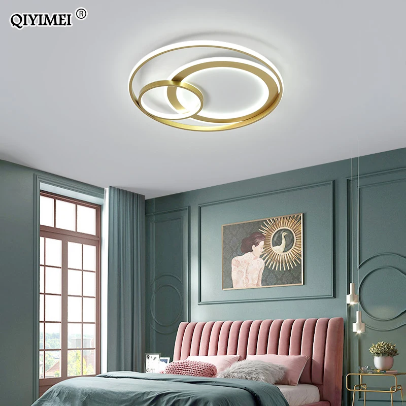  Gold LED Chandeliers For Living Bedroom Dining Kitchen Study Room Round Frame Lamps Dimmable With R - 4000262001714