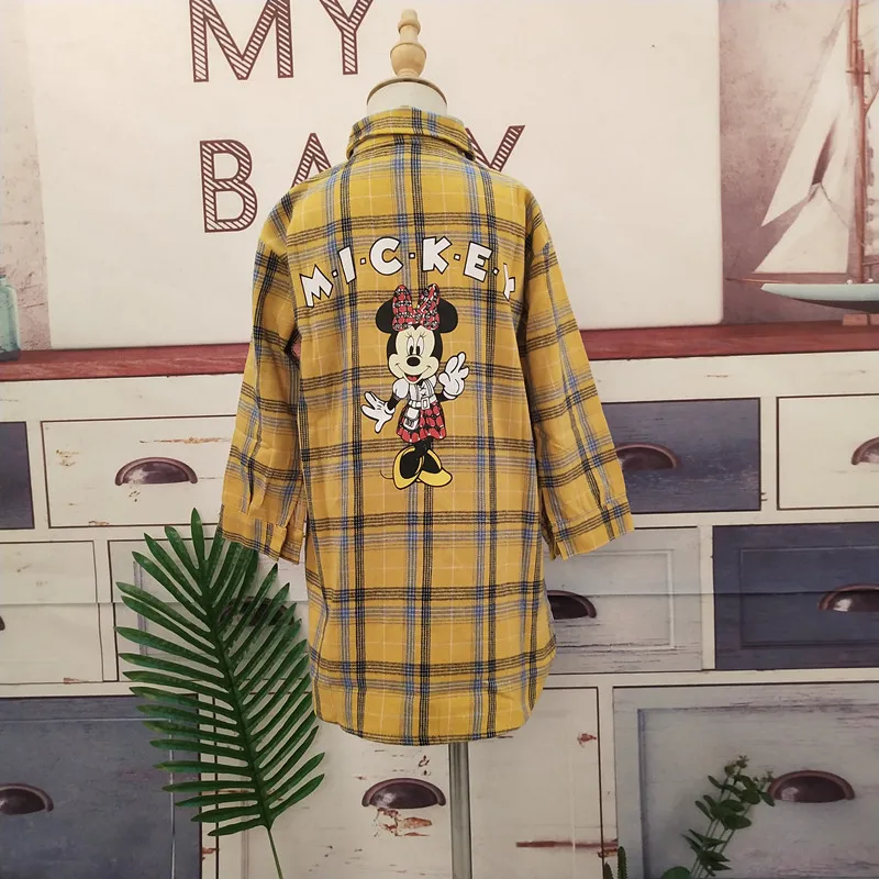 yellow Одинаковая одежда для мамы и дочки; рубашка с длинными рукавами; одежда для мамы и сына с рисунком мышки; одежда в клетку для всей семьи; детская верхняя одежда - Цвет: yellow