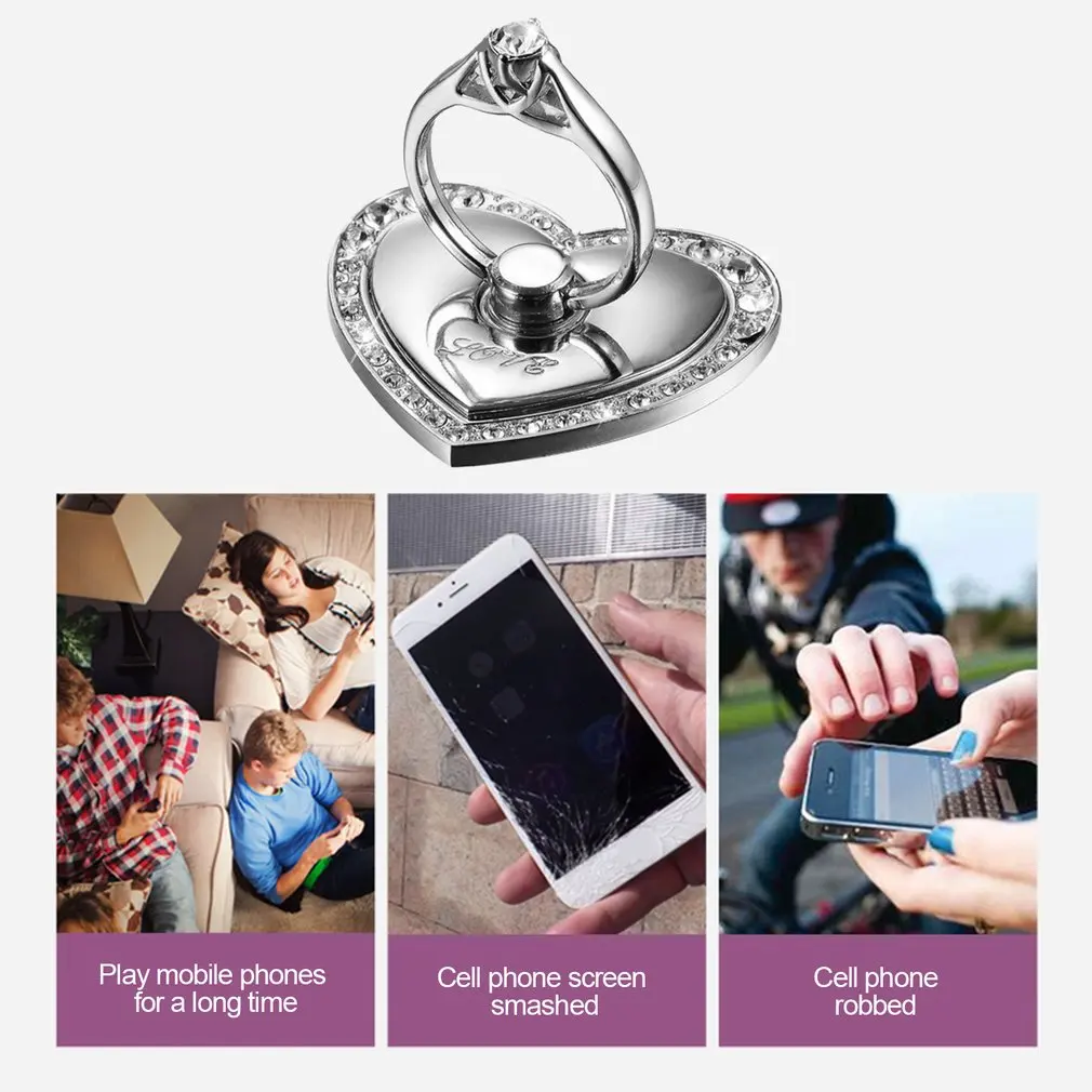 smartphone stand 360 Rotation Universal Smartphone Love Lazy Stand Multi-function Cell Phone Bracket Alphabet Luxury Diamond Finger Ring Holder mobile stand for home