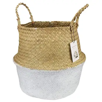 

Seagrass Weaving Foldable Home Storage Buckets Toy Sundries Clothes Plants Basket Home Storage Organizer