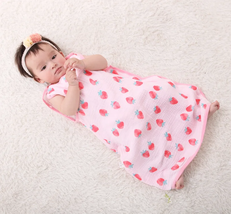 Botão do Bebê das Crianças Bolsa de Dormir Colete do Bebê Cocoon para Cobertor Primavera Verão Musselina Fina Criança Fralda Recém-nascido Camisola 5 do bebê saco de dormir fralda cocoon