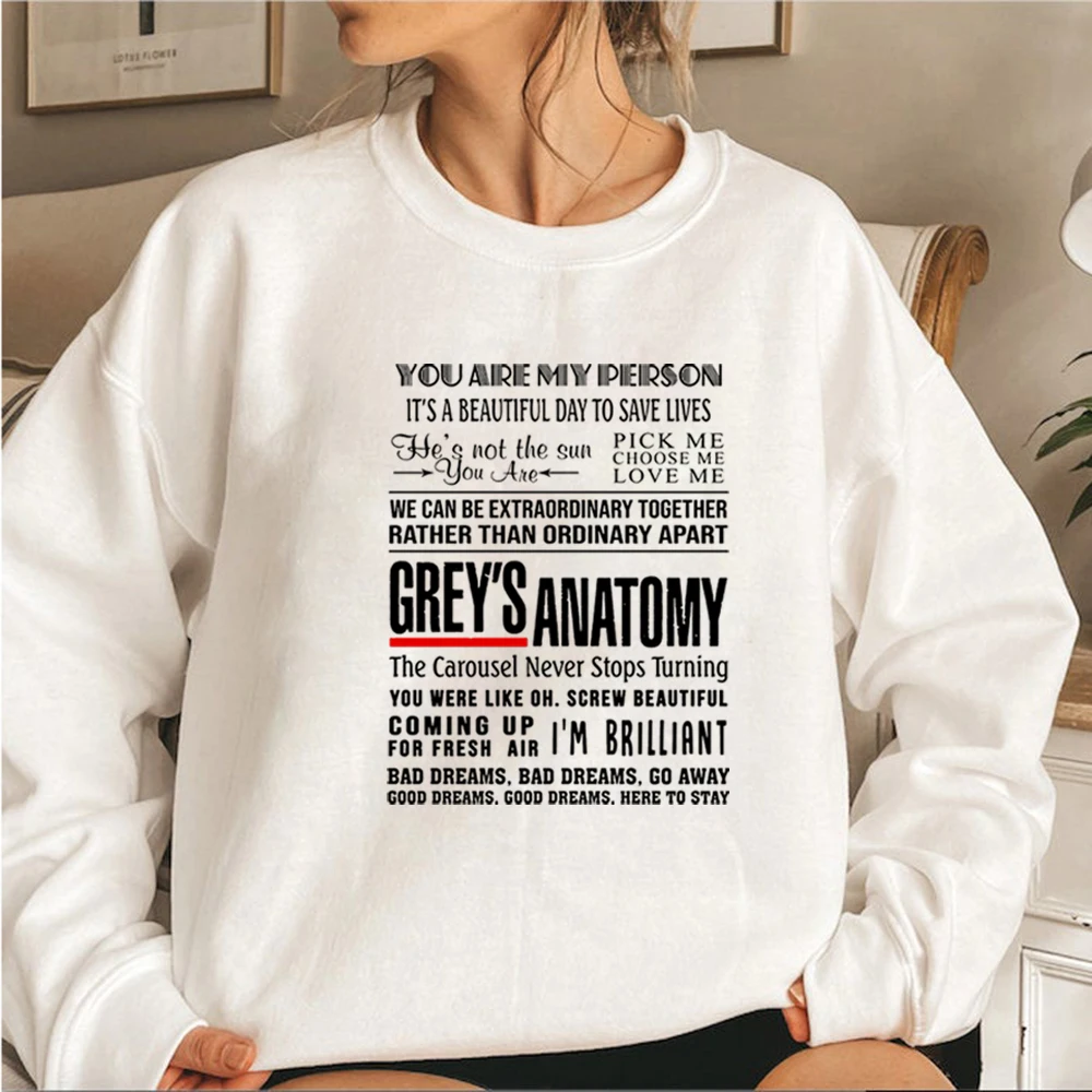 Greys Anatomie Sweatshirt Sie sind Meine Person Greys Anatomie Tv Zeigen Inspiriert Zitate Hoodie Frauen Kawaii Sweatshirts Casual Tops AliExpress