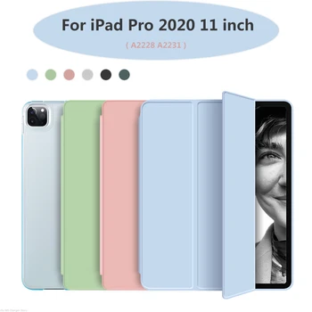 

Funda For iPad Pro 2020 11 inch Case PU Leather Trifold Stand + PC Hard bottom with soft edges Smart Cover For iPad pro 11 2nd