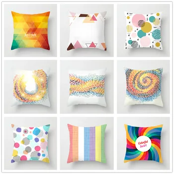 

TTLIFE Irregular Geometric Cushion Cover Multicolor Striped Patchwork Pillow Cover for Soft Car Chair Decorative Pillowcase