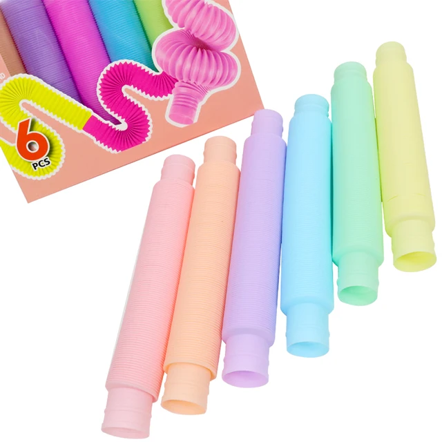 6Pcs Big Luminous Pop Tubes Gifts box Sensory Fidget Toy kit Stress Relieve Autism Anti Stress Plastic Bellows for Child Squeeze 4