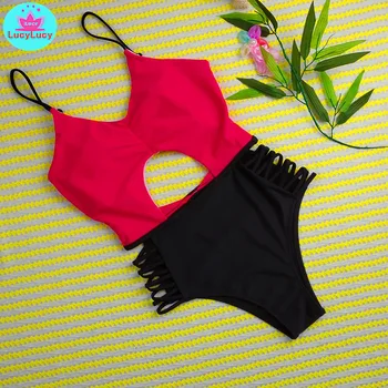 

2009 European and American Foreign Trade New Sexy Connected Hollow-out Bikini Upper and Down Colour Swimming Suit