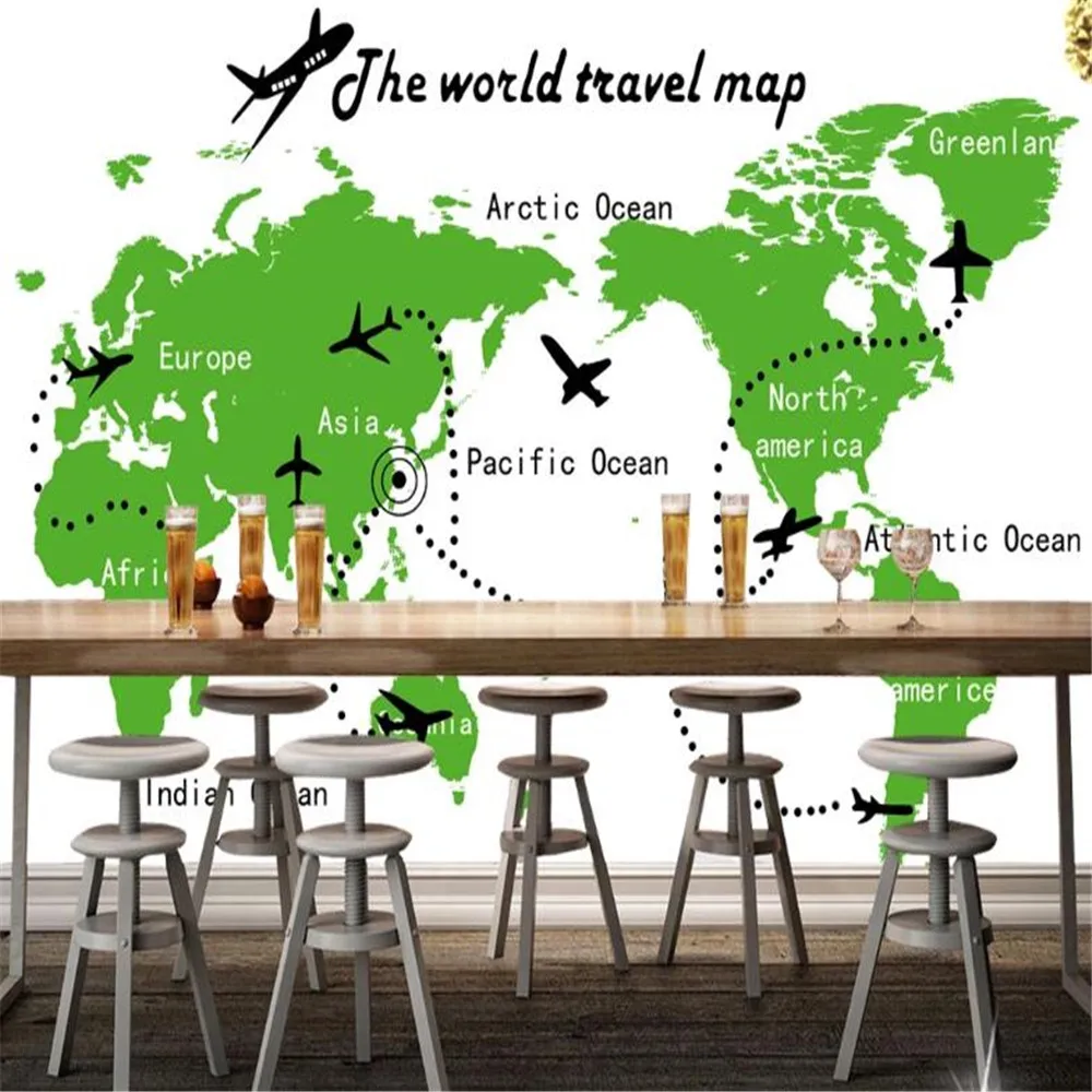 

Milofi custom 3D world map aircraft seven continents five ocean tooling background wall wallpaper mural