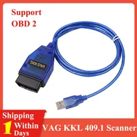 VAG-COM KKL 409.1 OBD2 USB Cable Scanner Scan Tool For Audi VW SEAT Volkswagen Vag Com Auto Full Support Of KW 1281 and KW 2000 1