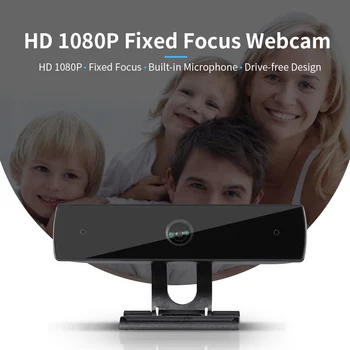 

HD 1080P Webcam Conference Camera Wide Angle Web Camera Fixed Focus USB Webcam Built-in Microphone Drive-free Camera for PC