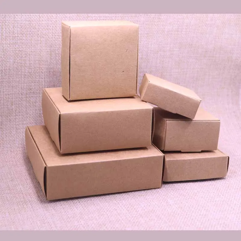 

20pcs Solid Kraft Newest DIY Kraft Paper Box Gift Cardboard Boxes Wedding Anniversary Party Candy Christmas party Cute Custom
