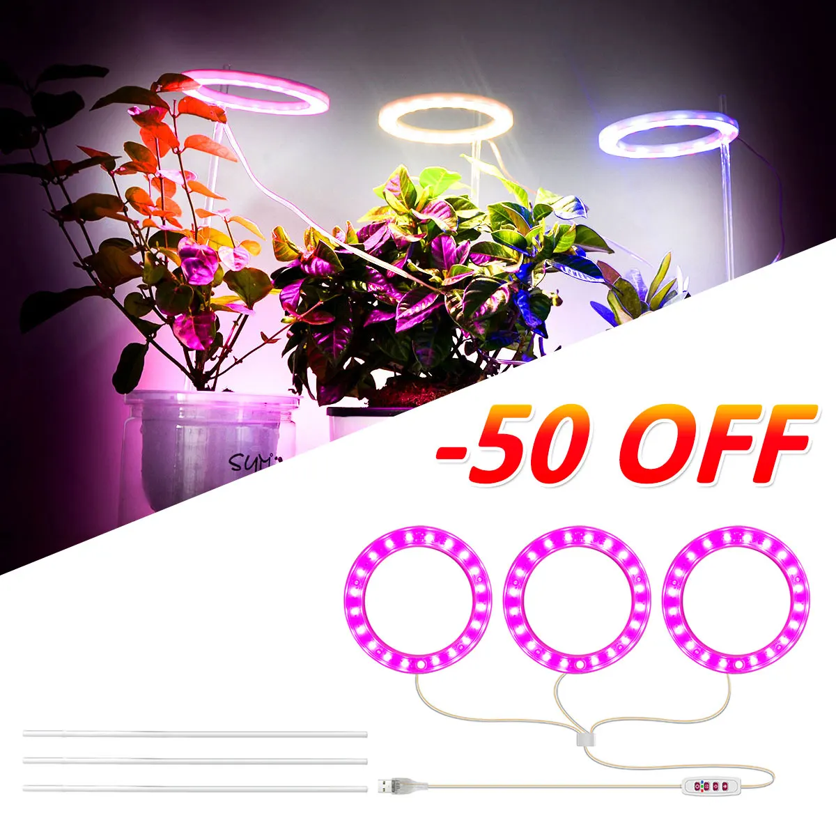 Angel Ring Grow Light DC5V USB Phytolamp For Plants Led Full Spectrum Lamp Indoor Plant Seedlings Home Flower Succulet | Лампы и