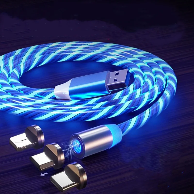 Магнитный светодиодный кабель Micro USB Тип C для быстрой зарядки iPhone Xiaomi Redmi 8A 8 6A 6 7A 5