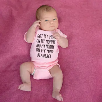 

Summer Cotton Baby Boys Girls Romper Solid LAIDBACK Letter Printed Bodysuit Short Sleeve Infant Pullover Clothes