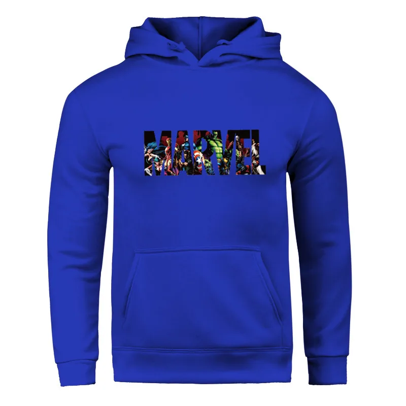 Wordart кофты с капюшоном "Marvel" для мужчин и девочек, Джокер, топы, уличный пуловер для мальчиков, флисовая спортивная одежда с капюшоном, модная осенне-зимняя теплая верхняя одежда - Цвет: BLUE-CMWD