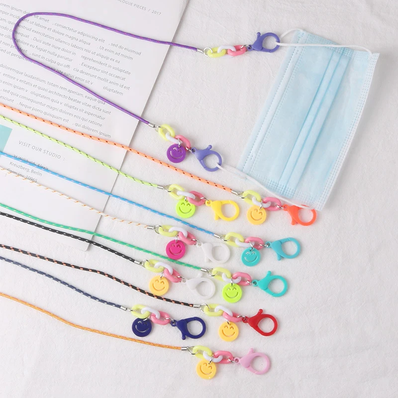 

Shape Smiley Ears Protector Lanyards Straps Mobile Glasses Rope Gradient Face Color