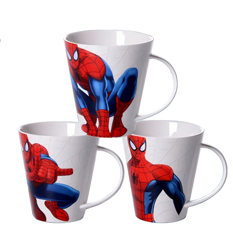 3 дизайн 450 мл Супермен Человек-паук герои воды Молоко Кофе Кружка для сока чашка мультфильм анимированные керамические чашки коллекция