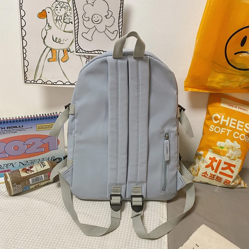 16 inch Nylon Waterproof Solid Girls Fashion Backpack Schoolbags