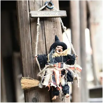 

Halloween Pendant Ghost Festival Bar Vintage Witch Ornaments Broom Haunted House Arrangement Props