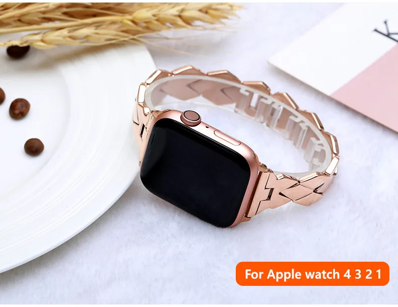 Ремешок из нержавеющей стали для Apple Watch band 4 5 44 мм 40 мм iWatch 3 2 band 42 мм 38 мм ромбовидный браслет аксессуары для Apple watch
