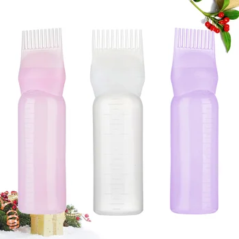 

3PCS Plastic Comb Bottle Dye Durable Coloring Hairdressing Supplies Root Comb Bottle Comb Applicator for Salon