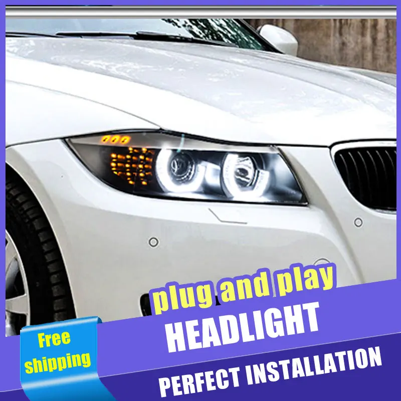 Kaufen 2PCS Auto Stil LED scheinwerfer für BMW 3 Serie e90 06 12 für e90 kopf lampe LED DRL objektiv Doppel Strahl H7 HID Xenon bi xenon objektiv